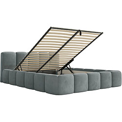 Acheter SELSEY - Lit rembourré avec coffre CLOUDY LOW – Velours – Gris – 120x200 cm