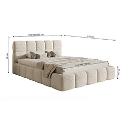 SELSEY - Lit rembourré avec coffre CLOUDY – Maille bouclée – Gris – 120x200 cm pas cher