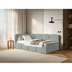 Avis SELSEY - Lit ado CLOUDY – avec matelas & coffre – Velours – Gris – Tête de lit à gauche – 120x200 cm
