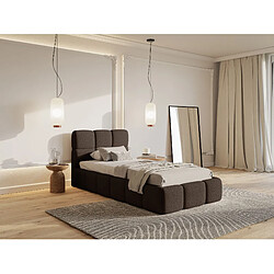 Avis SELSEY - Lit rembourré avec coffre CLOUDY – Maille bouclée – Marron – 90x200 cm