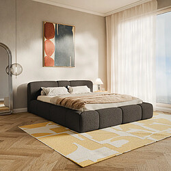 Avis SELSEY - Lit coffre BOWIA – Maille bouclée – Marron – 140x200 cm