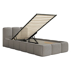 Acheter SELSEY - Lit rembourré avec coffre CLOUDY LOW – Maille bouclée – Gris – 90x200 cm