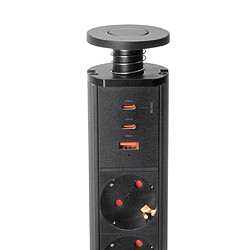 Acheter Emuca Tour multiprise escamotable - 3 prises Schuko + 1 USB-A + 2 USB-C - Noir