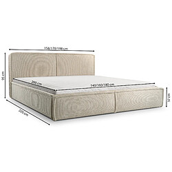 SELSEY - Lit rembourré Cordo – 160x200 cm – Olive pas cher