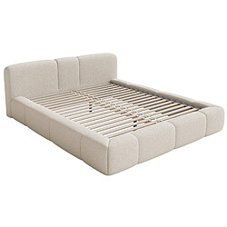 Acheter SELSEY - Lit rembourré BOWIA – Maille bouclée – Beige clair – 200x200 cm
