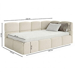 SELSEY - Lit ado CLOUDY – Velours – Noir – Tête de lit à gauche – 90x200 cm pas cher