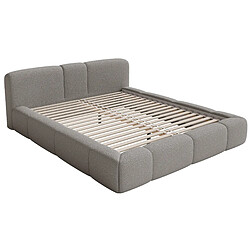 Acheter SELSEY - Lit rembourré BOWIA – Maille bouclée – Gris clair – 140x200 cm