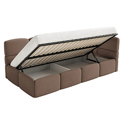 Acheter SELSEY - Lit ado CLOUDY – Velours – Marron – Tête de lit à droite – 90x200 cm