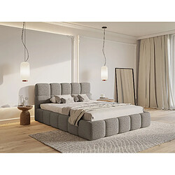 Avis SELSEY - Lit rembourré avec coffre CLOUDY – Maille bouclée – Gris – 120x200 cm