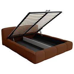 Acheter SELSEY - Lit coffre BOWIA – Maille bouclée – Cuivre – 140x200 cm