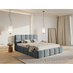 Avis SELSEY - Lit rembourré avec coffre CLOUDY – Velours – Gris – 140x200 cm