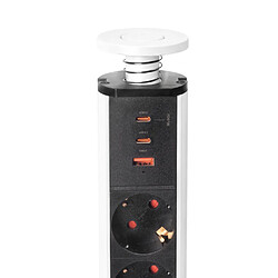Acheter EMUCA Tour de prises rétractable EMLCA - 3 Schuko + 1 USB-A + 2 USB-C - Blanc - 1,8 m
