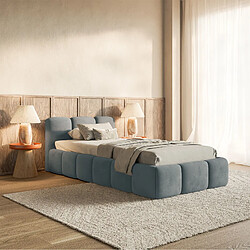 Avis SELSEY - Lit rembourré CLOUDY LOW – Velours – Gris – 90x200 cm