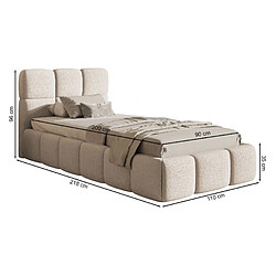 SELSEY - Lit rembourré avec coffre CLOUDY – Chenille – Cuivre – 90x200 cm pas cher
