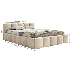 SELSEY - Lit rembourré avec coffre CLOUDY LOW – Velours – Gris – 120x200 cm pas cher