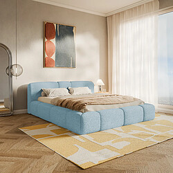 Avis SELSEY - Lit coffre BOWIA – Peluche – Bleu – 140x200 cm