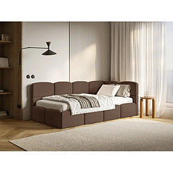 Avis SELSEY - Lit ado CLOUDY – Velours – Marron – Tête de lit à droite – 90x200 cm