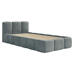 Acheter SELSEY - Lit rembourré CLOUDY LOW – Velours – Gris – 90x200 cm