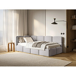 Avis SELSEY - Lit ado CLOUDY – avec matelas – Velours – Gris clair – Tête de lit à gauche – 90x200 cm