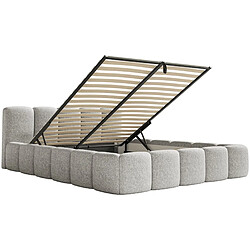 Acheter SELSEY - Lit rembourré avec coffre CLOUDY LOW – Chenille – Gris clair – 120x200 cm