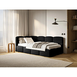Avis SELSEY - Lit ado CLOUDY – Velours – Noir – Tête de lit à gauche – 90x200 cm
