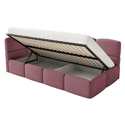 Acheter SELSEY - Lit ado CLOUDY – Velours – Rose – Tête de lit à gauche – 90x200 cm