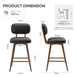 Avis Smartue Lot de 2 tabourets de bar pivotants Noir