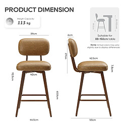 Avis Smartue Lot de 2 tabourets de bar pivotants Marron