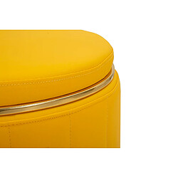 Avis Mauro Ferretti Pouf avec rangement en similicuir moutarde, ø 46,5 x 44 cm