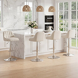Smartue Lot de 2 tabourets de bar pivotants Beige pas cher