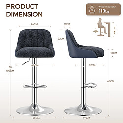 Avis Smartue Lot de 2 tabourets de bar pivotants Bleu