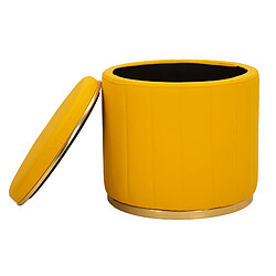 Acheter Mauro Ferretti Pouf avec rangement en similicuir moutarde, ø 46,5 x 44 cm