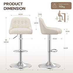Avis Smartue Lot de 2 tabourets de bar pivotants Beige