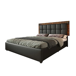 Lit double Modenvie 160x200 cm avec 4 tiroirs et tête de lit réglable noir pas cher