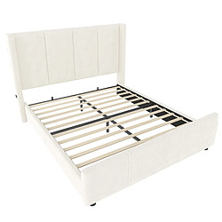 Acheter Lit Double 140x200 cm Modenvie avec USB et tête de lit haute beige