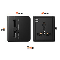 LinQ Chargeur Secteur Multiprise International 1440W avec 2 USB et USB-C 15W Noir pas cher