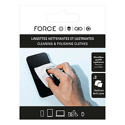Force Glass Pack de 2 Lingettes Microfibres Nettoyante et Lavable Gris pas cher
