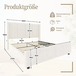 Avis Lit Double 140x200 cm Modenvie avec USB et tête de lit haute beige