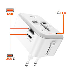 Acheter LinQ Adaptateur Multiprise International Universel 2000W avec 1 USB et USB-C Blanc