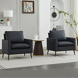 OKWISH Fauteuil 1 place en similicuir noir – style nordique rétro minimaliste – 80 x 68 x 80 cm pas cher