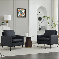 Acheter OKWISH Fauteuil 1 place en similicuir noir – style nordique rétro minimaliste – 80 x 68 x 80 cm