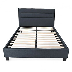 Le Quai Des Affaires Lit LACANAU 140x190 + sommier / Gris foncé pas cher