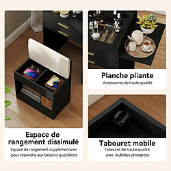 Acheter Coiffeuse 3 en 1 - Puluomis - Bureau rabattable - Miroir de maquillage rétroéclairé tricolore - Tabouret de maquillage - 50x44.5x133cm - Noir