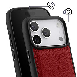 Avis Melkco Coque pour iPhone 17 Pro Renforcée en Cuir Grainé avec Bords Surélevés Rouge