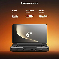 AYN Thor Max Console portable,à double écran IPS rabattable de 6,16G+1TB,Blanc pas cher