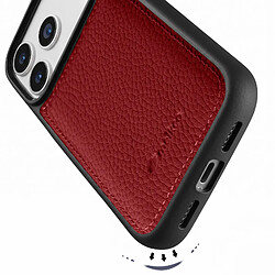 Acheter Melkco Coque pour iPhone 17 Pro Renforcée en Cuir Grainé avec Bords Surélevés Rouge