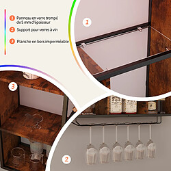 Acheter Vitrine murale à vin RGB APP - Puluomis - verre trempé réglable, casier à vin pliable, support à verres suspendus
