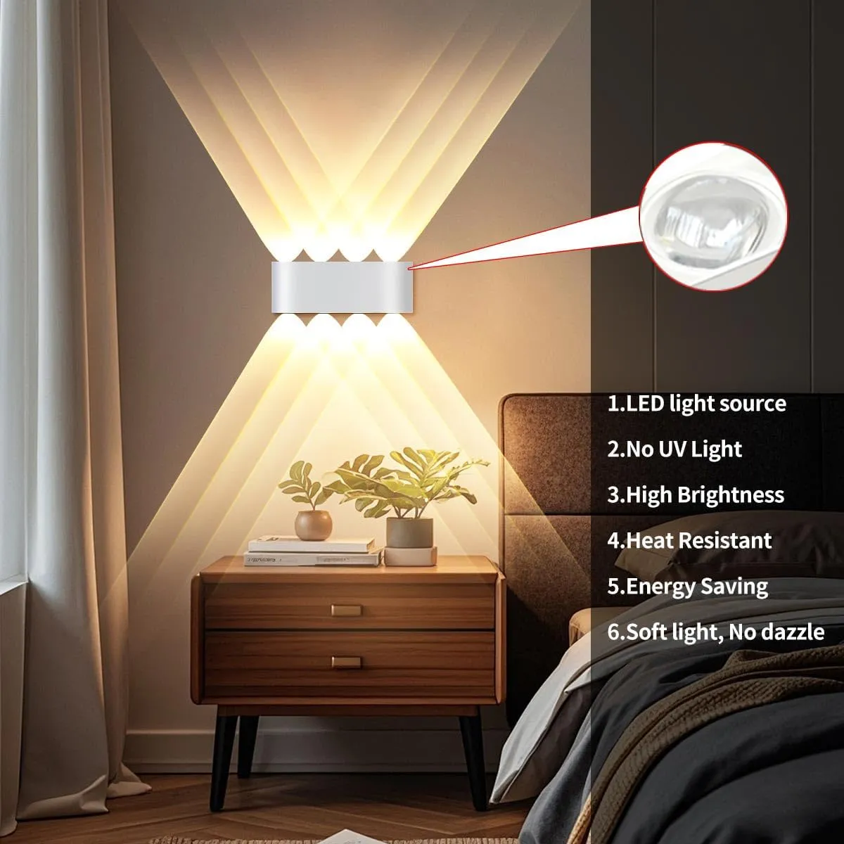 Acheter STOEX Applique Murale Led Moderne, 8W, 3000K, Blanc Chaud, Led Intégrée, Blanc, 2PCS