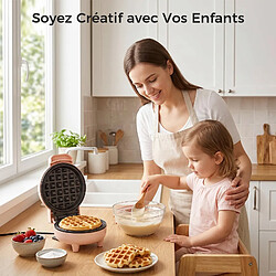 YASHE Mini gaufrier, 550 W, plaque 10 cm, antiadhésif, voyant, rose pas cher