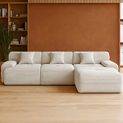 Avis Concept Usine Canapé d'angle 5-6 places avec méridienne modulable en velours côtelé beige SHEFFIELD